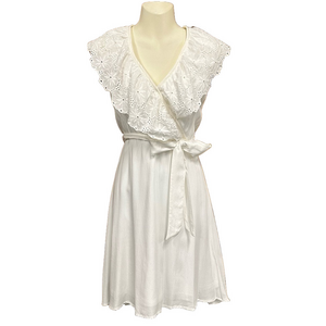 Morrisday Marina white eyelet lace collar sleeveless summer dress Medium NWT